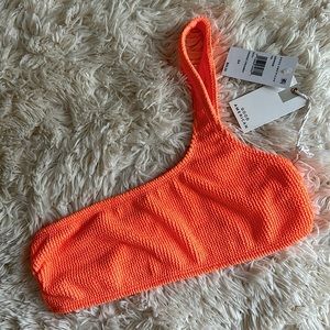 NEW Good American “Always Fits” One Shoulder Bikini Top - Neon Orange L/XL